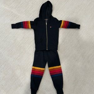 Aviator Nation kids Brooklyn Zip Patch Hoodie & Joggers set size 2